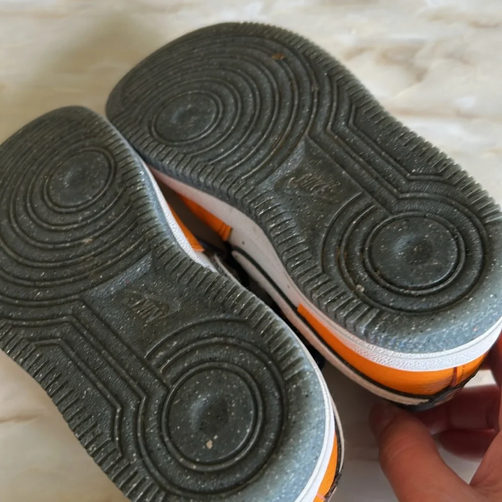 Nike Force 1 Low SE Orange‎ Navy Clown Fish Kids Toddler Boys Size 11C